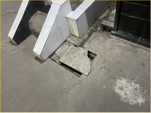 Damaged drainage around Ardhanareeshvaran Sreekovil